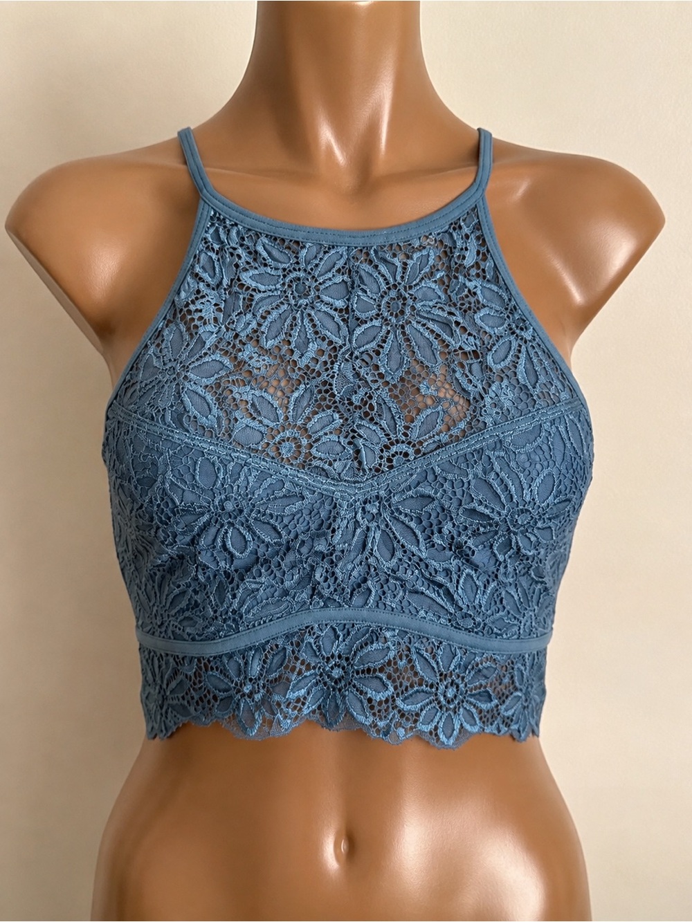 ZENA NA Outfitters XL Lace Bralette Blue Wireless Double Clasp NWOT